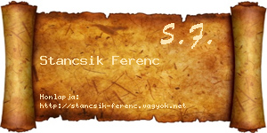Stancsik Ferenc névjegykártya